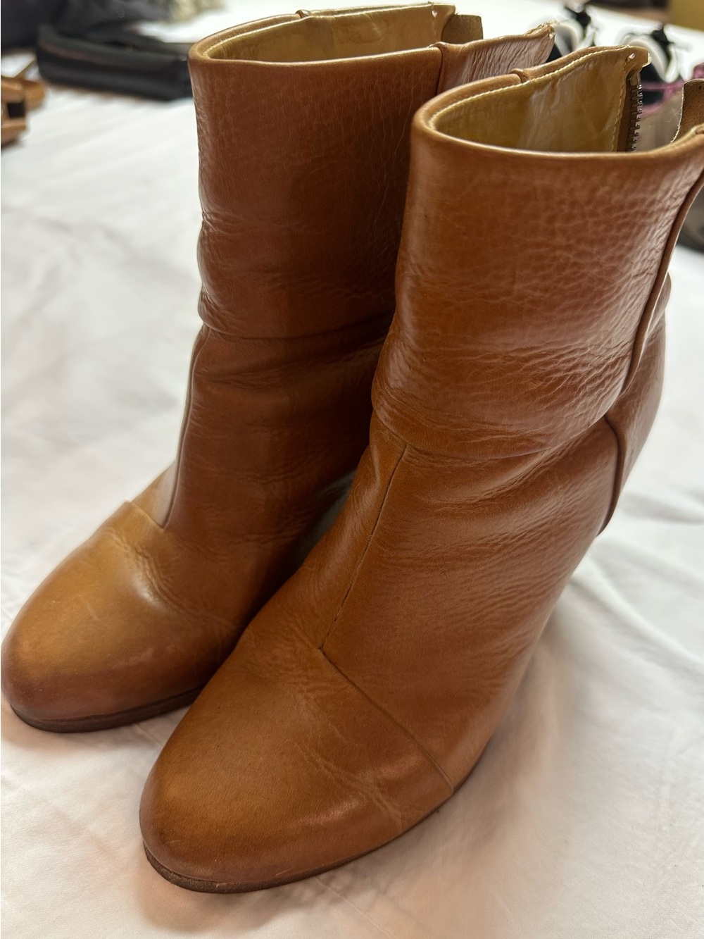 rag & bone Leather Ankle Booties in Cognac Brown